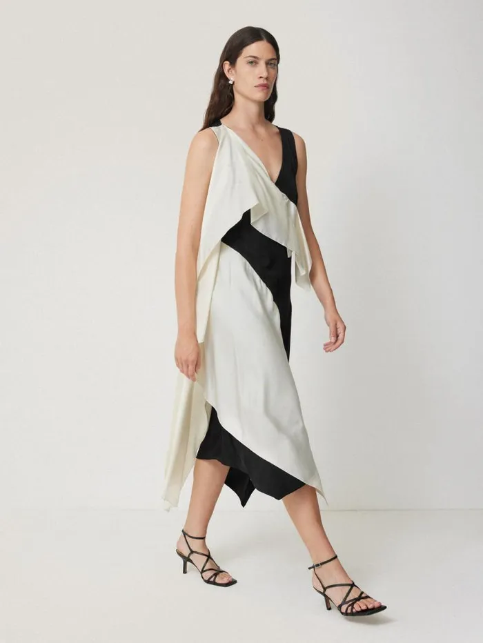 Sculptural Silk Twill Dress Monochrome Women Jigsaw Coords