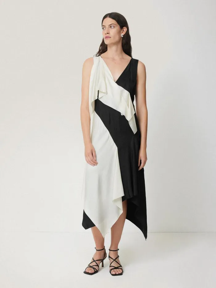 Sculptural Silk Twill Dress Monochrome Women Jigsaw Coords
