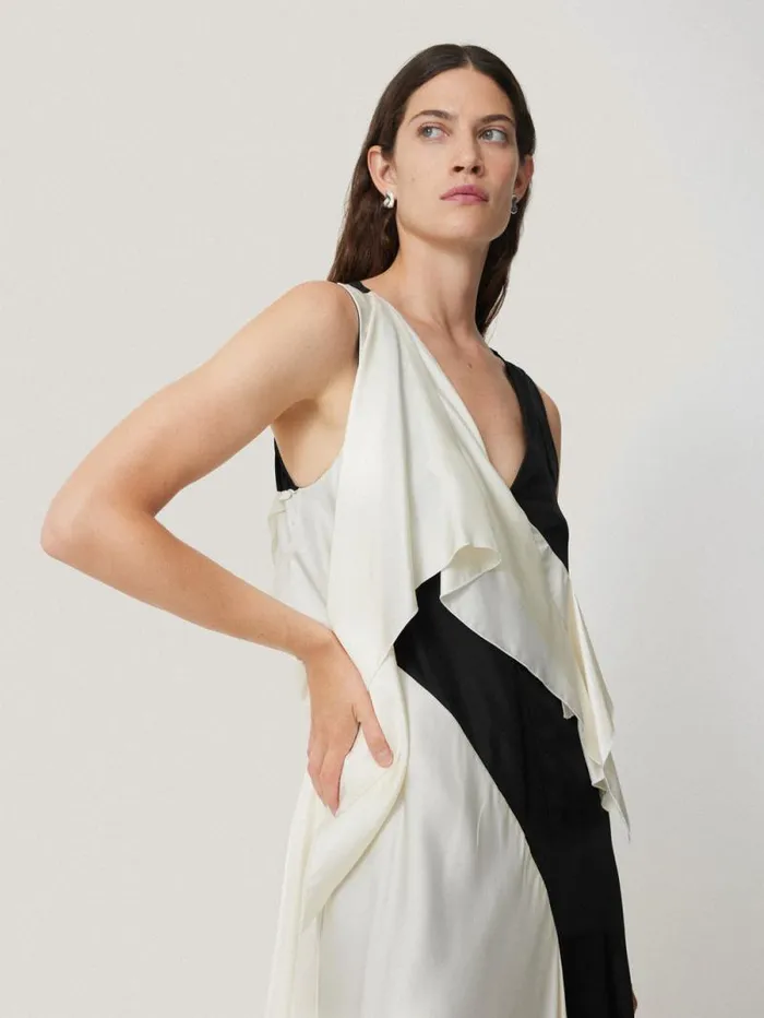 Sculptural Silk Twill Dress Monochrome Women Jigsaw Coords