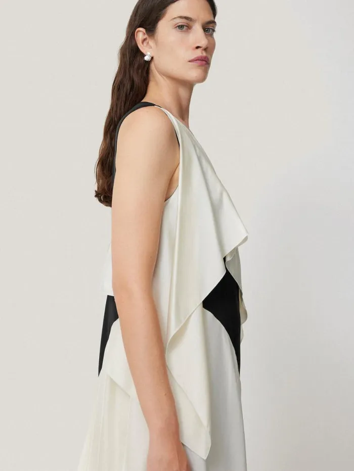 Sculptural Silk Twill Dress Monochrome Women Jigsaw Coords