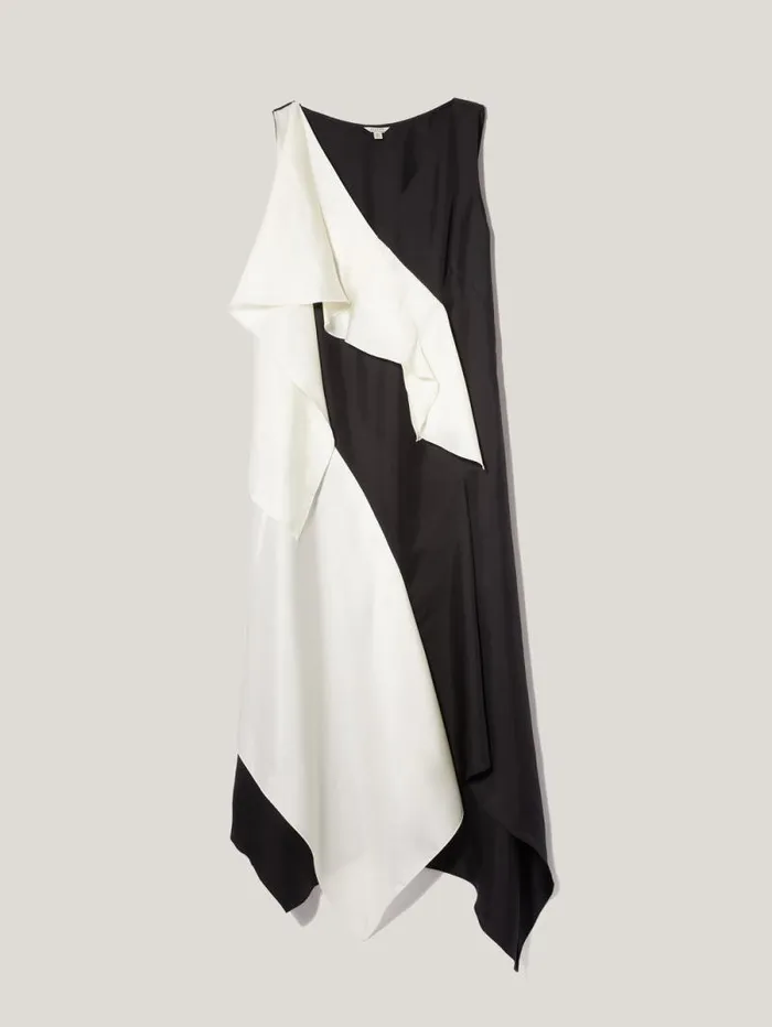 Sculptural Silk Twill Dress Monochrome Women Jigsaw Coords