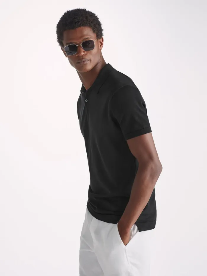 Sea Island Cotton Polo Shirts Men Derek Rose Polo Shirt Jacob Sea Island Cotton Black