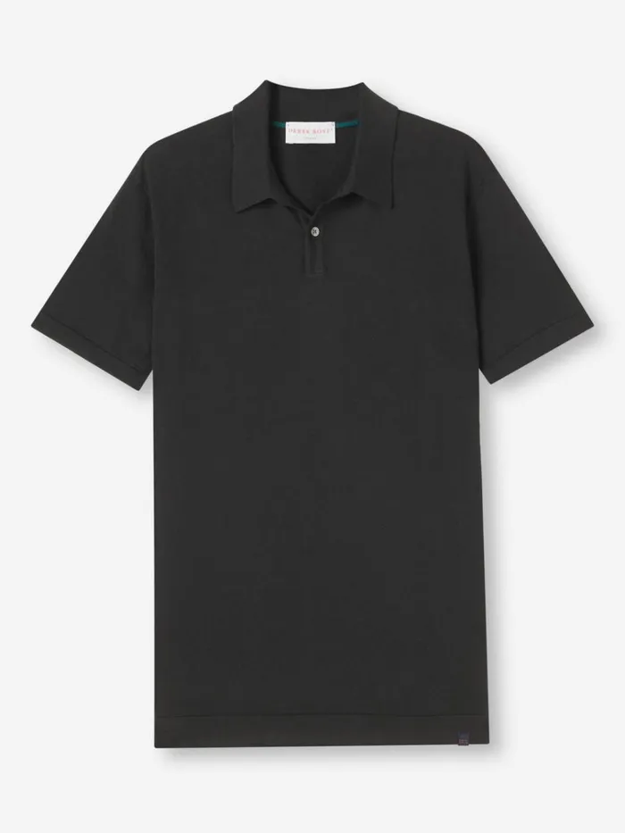 Sea Island Cotton Polo Shirts Men Derek Rose Polo Shirt Jacob Sea Island Cotton Black