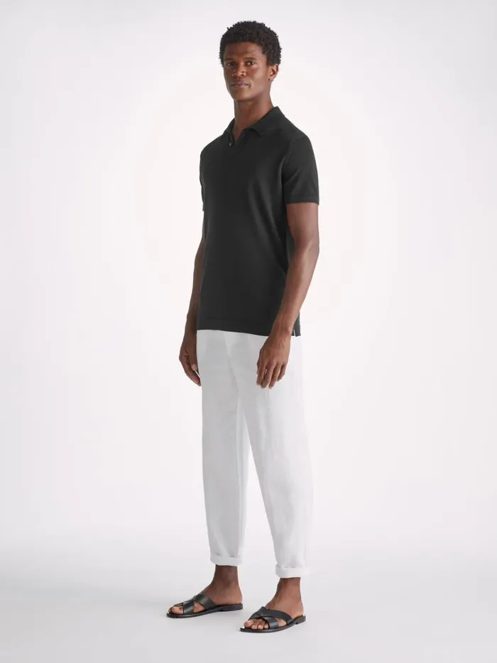 Sea Island Cotton Polo Shirts Men Derek Rose Polo Shirt Jacob Sea Island Cotton Black