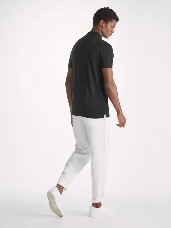 Sea Island Cotton Polo Shirts Men Derek Rose Polo Shirt Jacob Sea Island Cotton Black