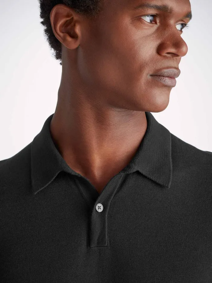 Sea Island Cotton Polo Shirts Men Derek Rose Polo Shirt Jacob Sea Island Cotton Black
