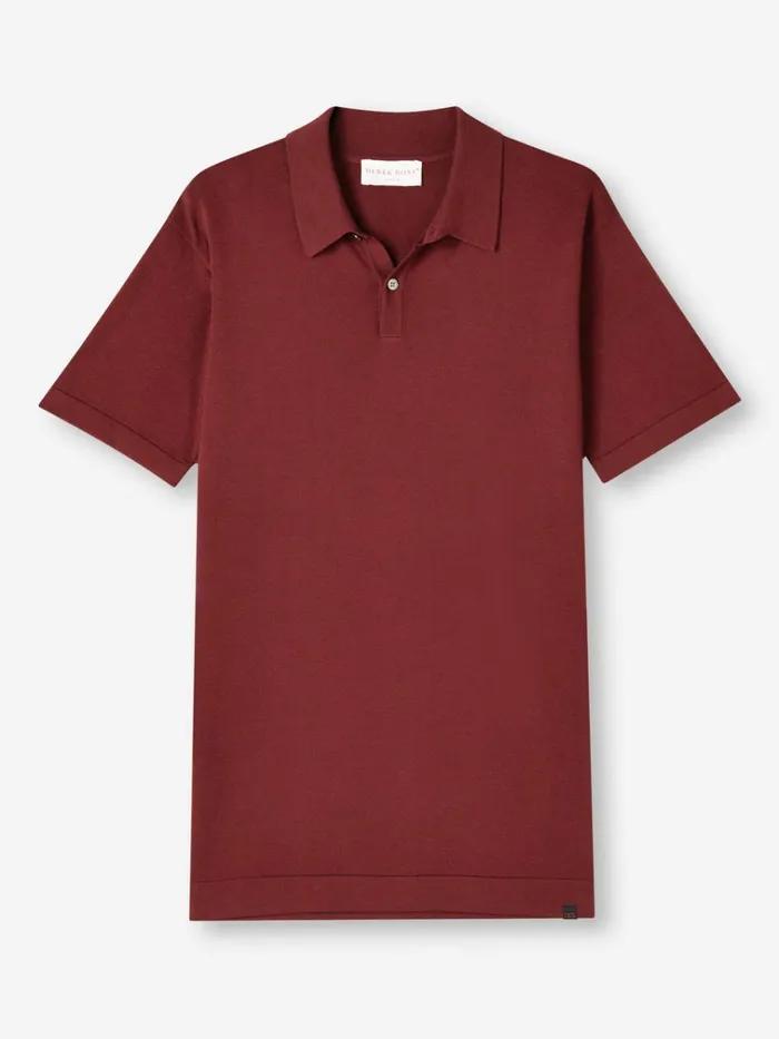 Sea Island Cotton Polo Shirts Men Derek Rose Polo Shirt Jacob Sea Island Cotton Burgundy