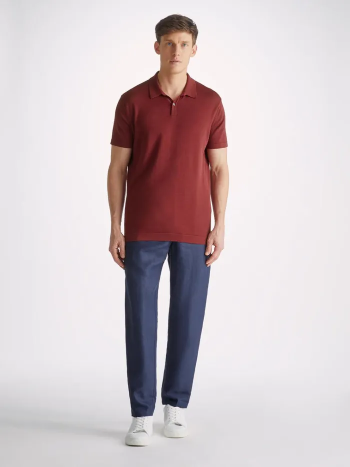 Sea Island Cotton Polo Shirts Men Derek Rose Polo Shirt Jacob Sea Island Cotton Burgundy