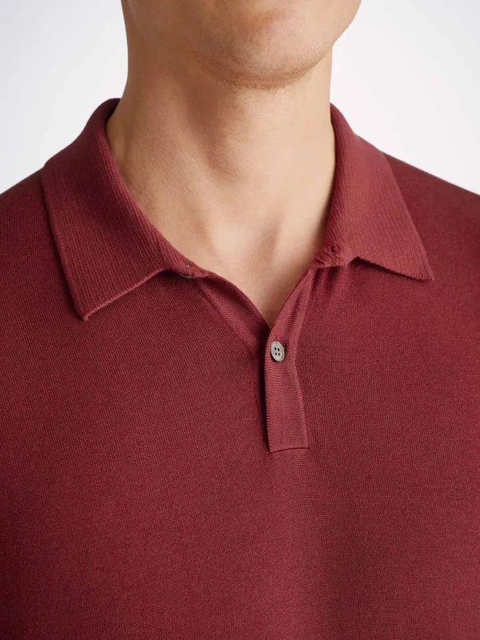 Sea Island Cotton Polo Shirts Men Derek Rose Polo Shirt Jacob Sea Island Cotton Burgundy
