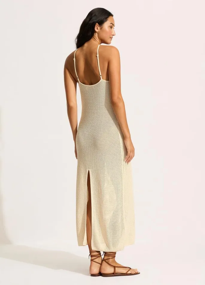 Seafolly Beach Dresses Women Isla Palm Knit Maxi Dress 8211 Ecru