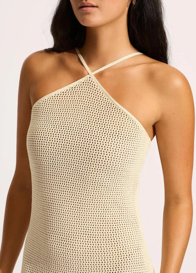 Seafolly Beach Dresses Women Isla Palm Knit Maxi Dress 8211 Ecru