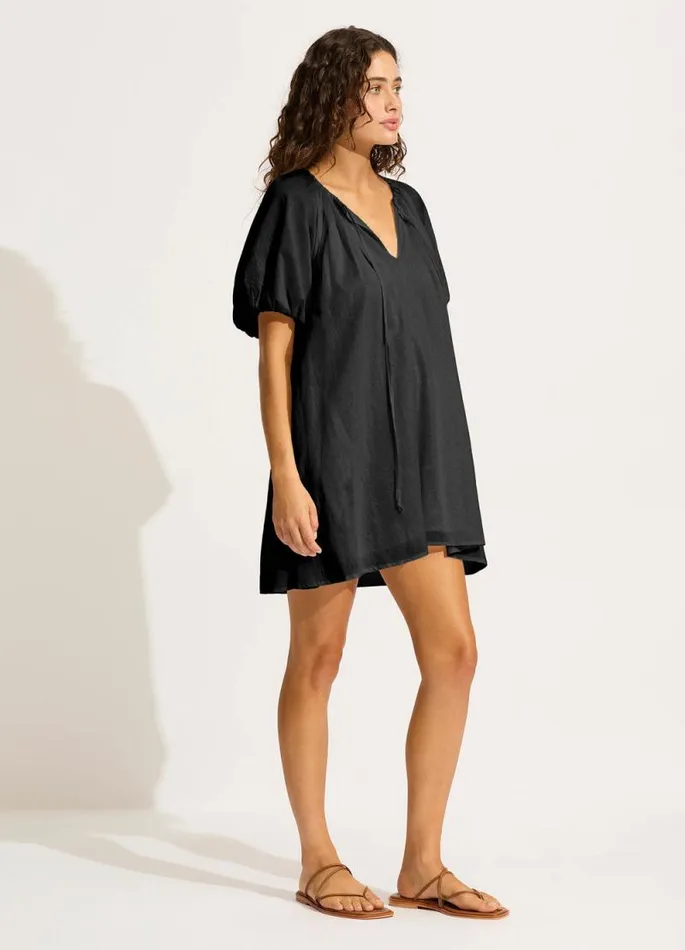 Seafolly Beach Dresses Women Mini Babydoll Dress 8211 Black