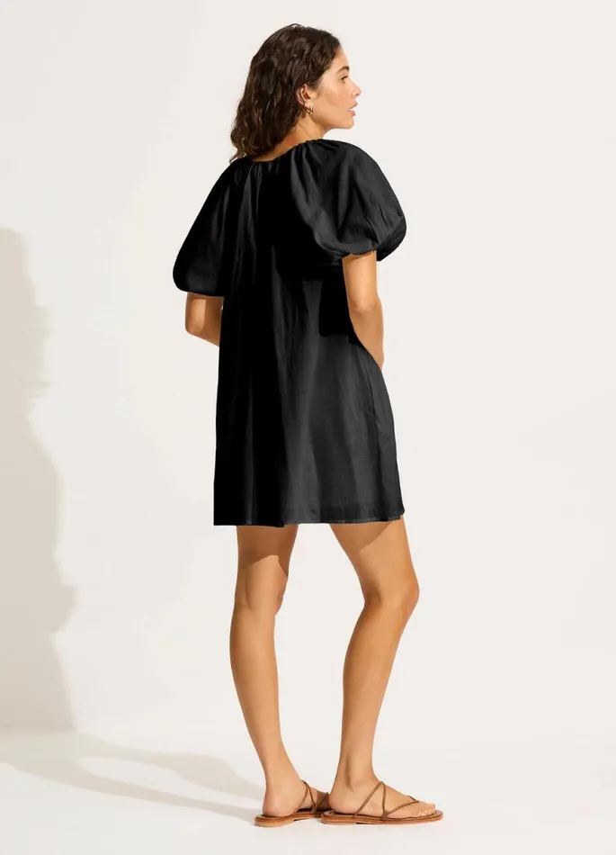 Seafolly Beach Dresses Women Mini Babydoll Dress 8211 Black