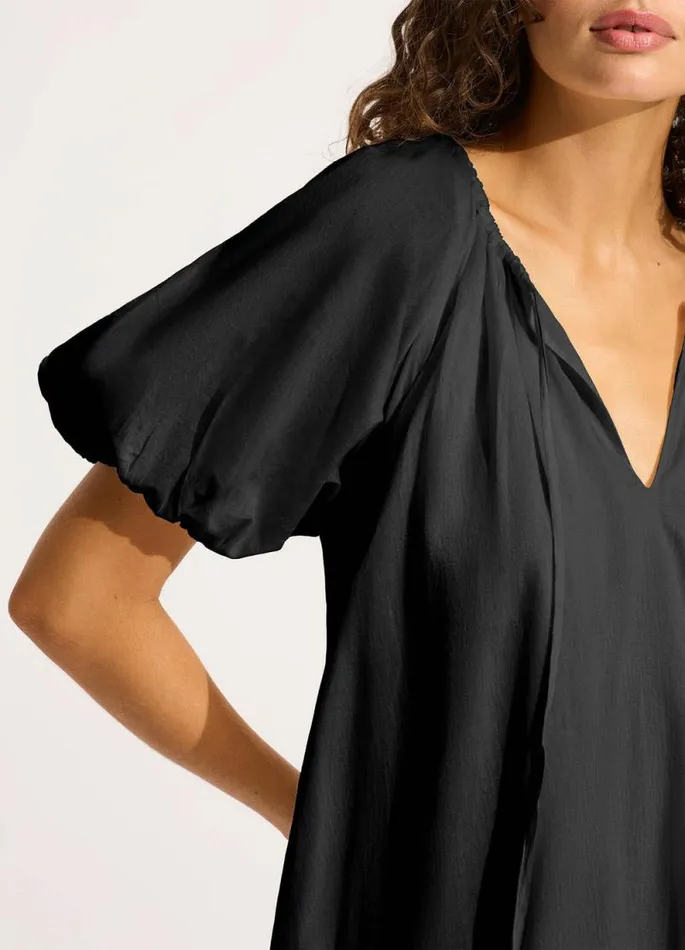 Seafolly Beach Dresses Women Mini Babydoll Dress 8211 Black