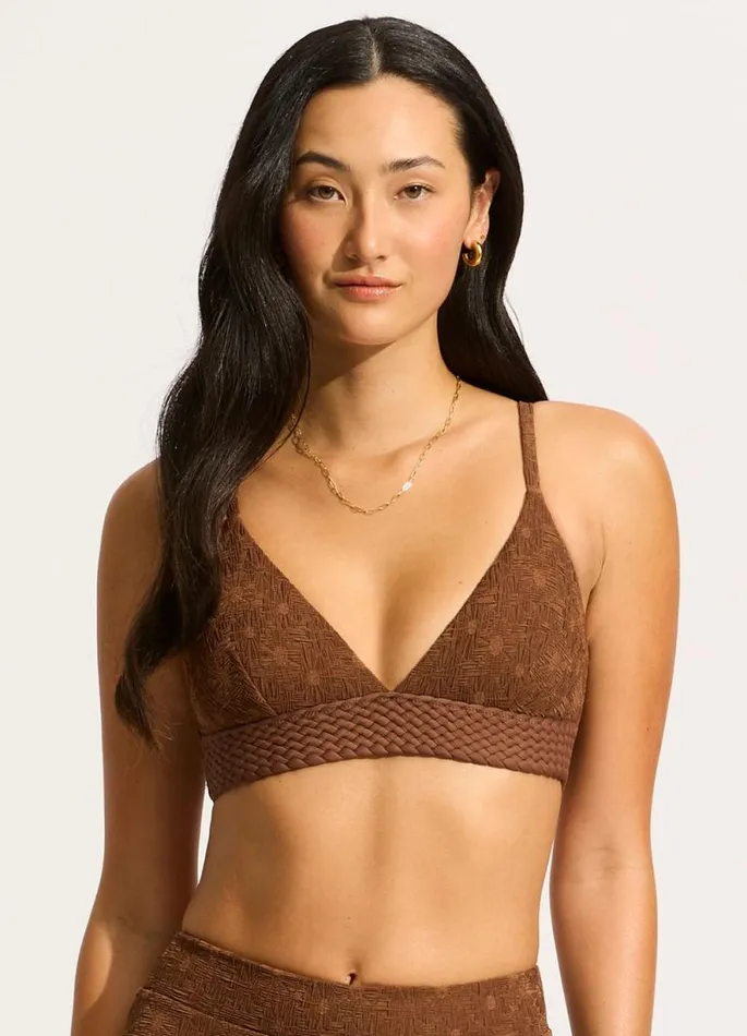 Seafolly Bralette Women Marloe Banded Bralette Bikini Top 8211 Tiramisu