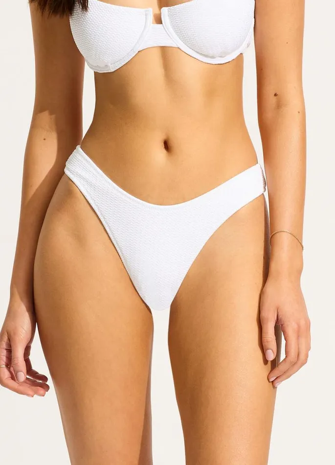Seafolly Brazilian Women Sea Dive High Cut Rio Bikini Bottom 8211 White