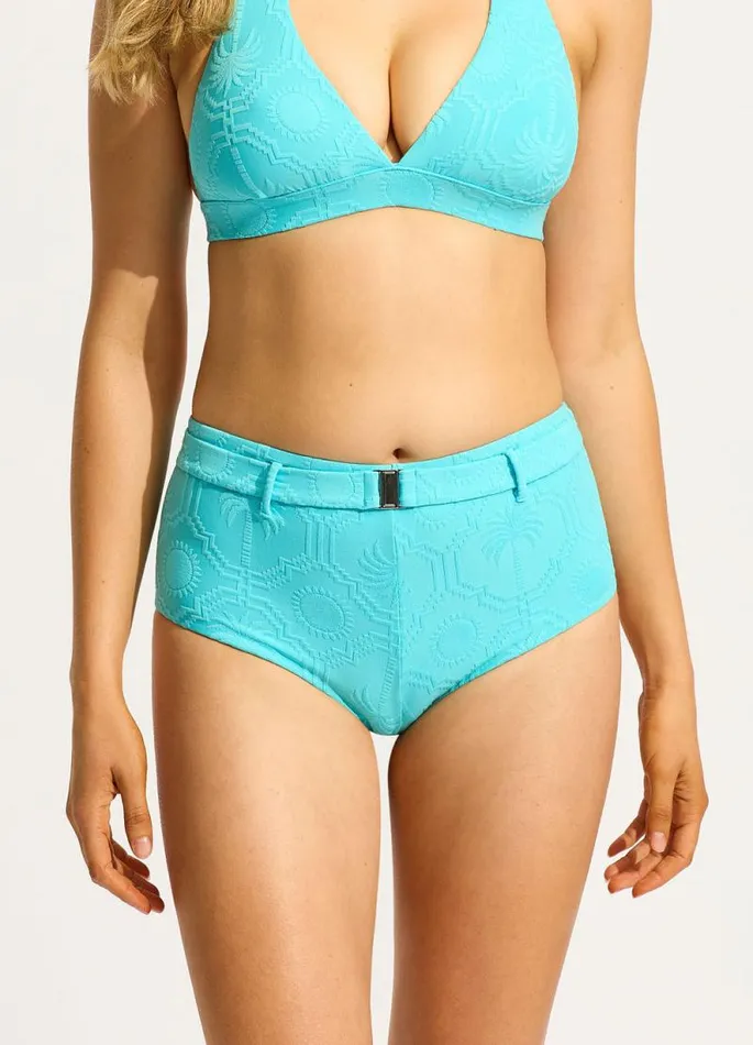 Seafolly More Coverage Women Oasis Belted Hollywood Boyleg Bikini Bottom 8211 Atoll