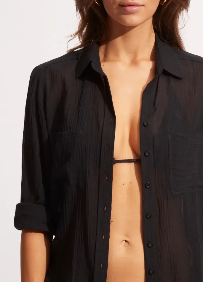 Seafolly Tops Women Breeze Beach Shirt 8211 Black