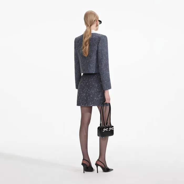 Self Portrait CoOrds Women Blue Boucle Jacket