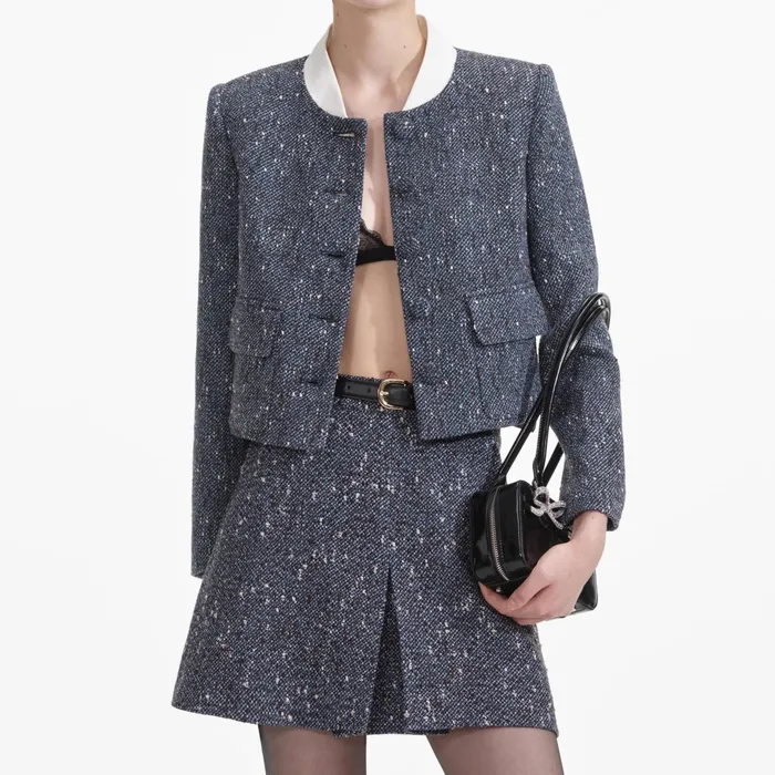Self Portrait CoOrds Women Blue Boucle Jacket