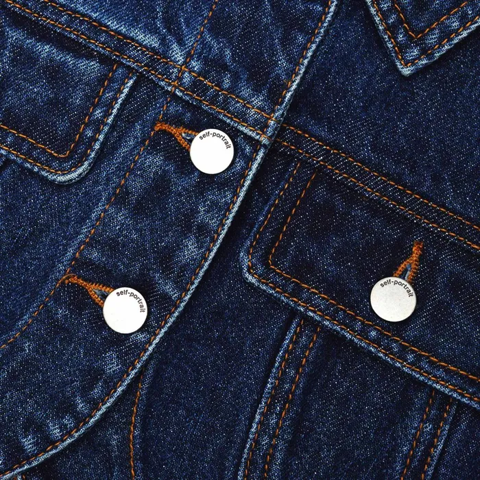 Self Portrait Denim Women Cropped Denim Jacket