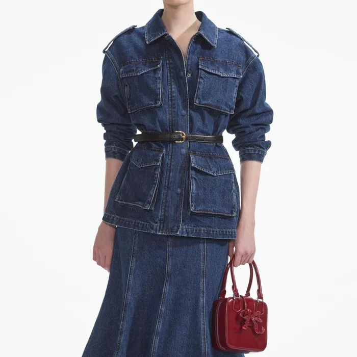Self Portrait Denim Women Denim Utility Jacket