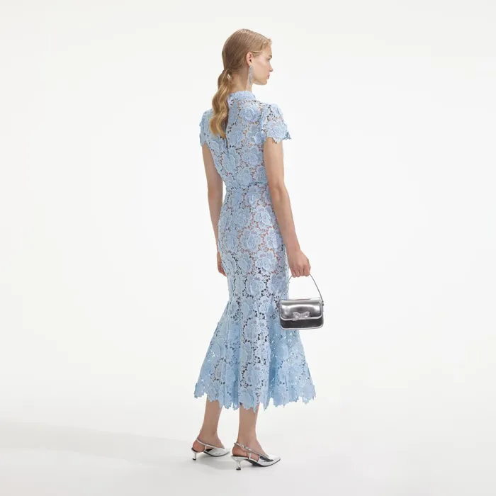Self Portrait Dresses Women Blue Flower Lace Midi Dress Blue