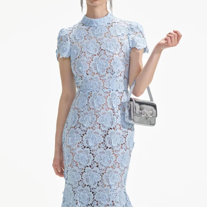 Self Portrait Dresses Women Blue Flower Lace Midi Dress Blue