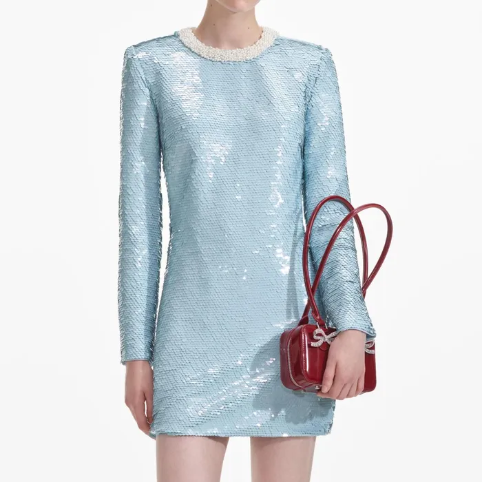 Self Portrait Dresses Women Blue Sequin Mini Dress