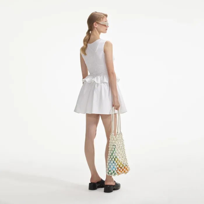 Self Portrait Dresses Women White Lace Panel Mini Dress