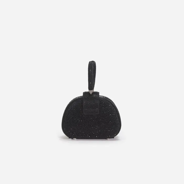 Self Portrait Handbags Women Black Rhinestone Top Handle Micro Bag Black