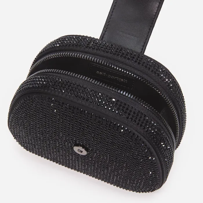 Self Portrait Handbags Women Black Rhinestone Top Handle Micro Bag Black