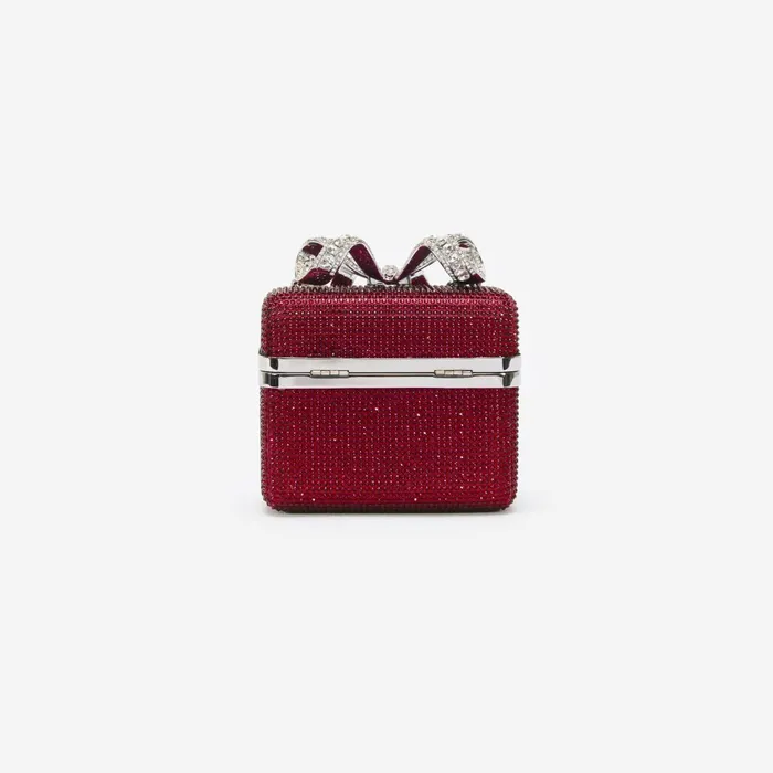 Self Portrait Handbags Women Burgundy Crystal Vanity Case