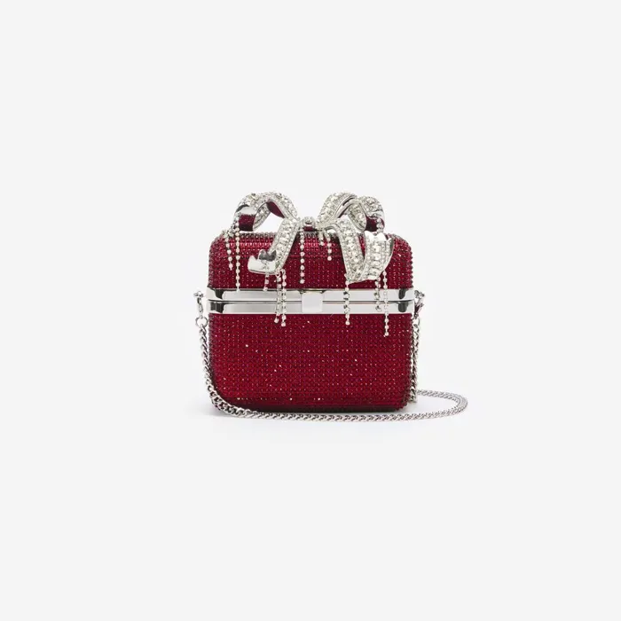 Self Portrait Handbags Women Burgundy Crystal Vanity Case