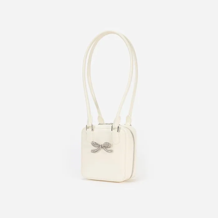 Self Portrait Handbags Women Cream Leather Square Shoulder Bag