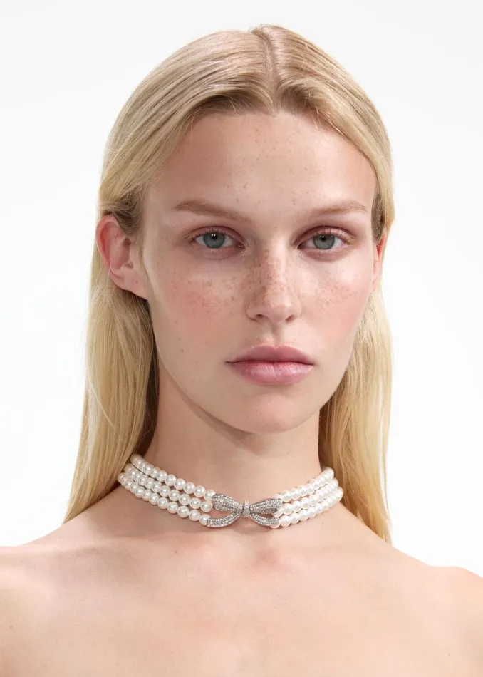Self Portrait Jewellery Women Pearl Bow Choker