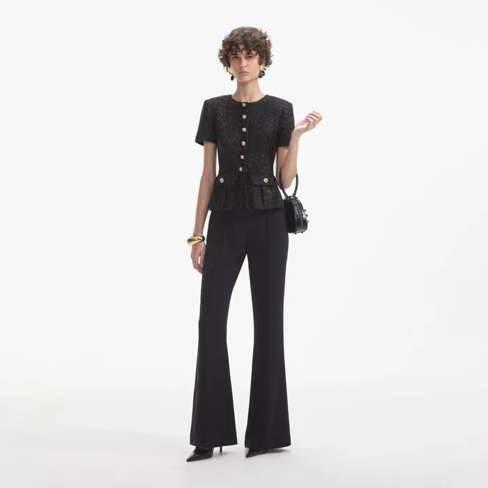 Self Portrait Jumpsuits Women Black Tinsel Boucle Jumpsuit
