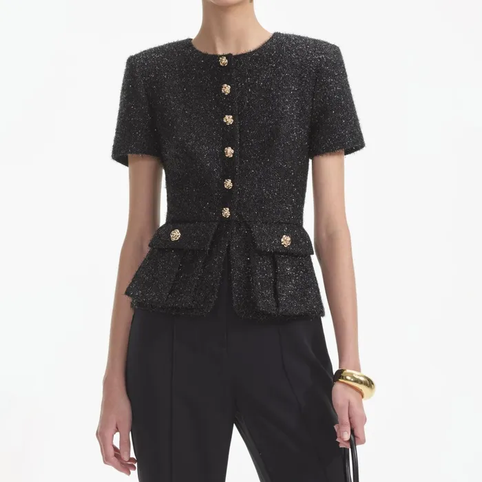 Self Portrait Jumpsuits Women Black Tinsel Boucle Jumpsuit