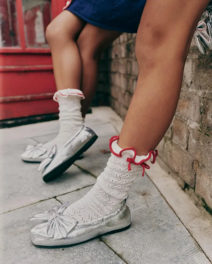 Self Portrait Kids Knee High Bow Socks