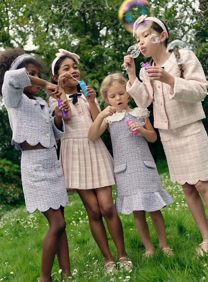 Self Portrait Kids Lilac Boucle Jacket