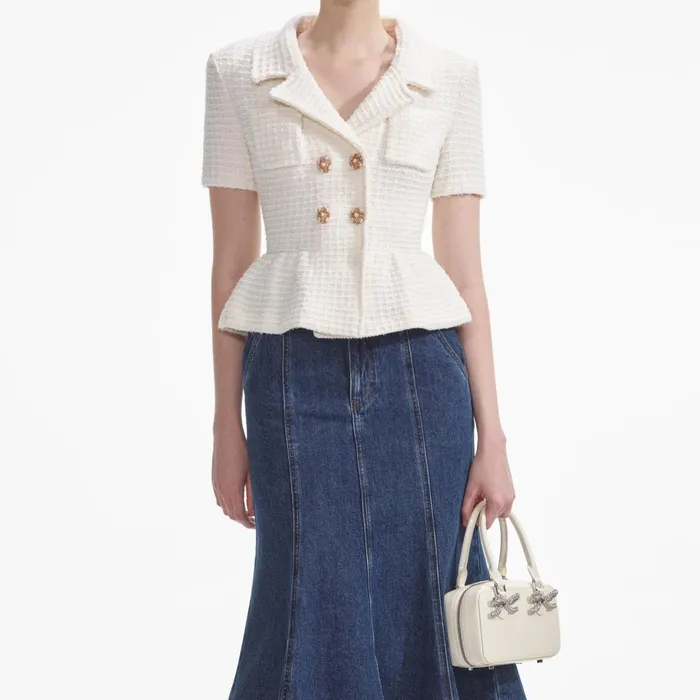 Self Portrait Knitwear Women Cream Textured Knit Top