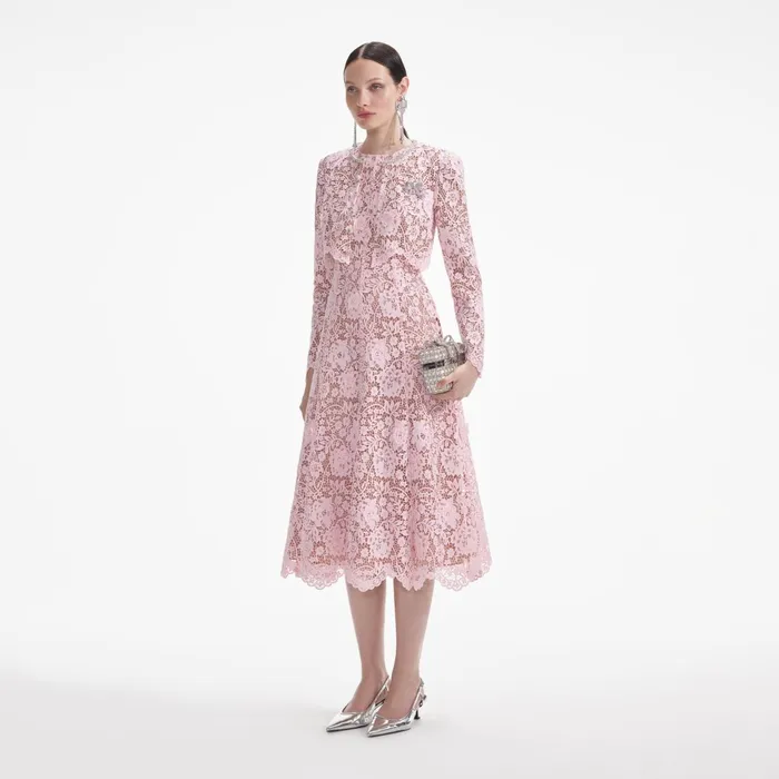 Self Portrait Outerwear Women Pink Flower Lace Jacket