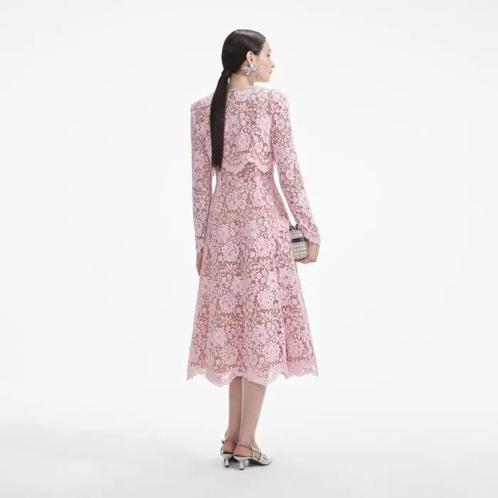 Self Portrait Outerwear Women Pink Flower Lace Jacket