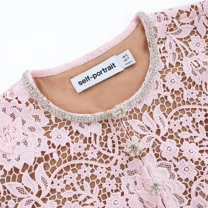 Self Portrait Outerwear Women Pink Flower Lace Jacket