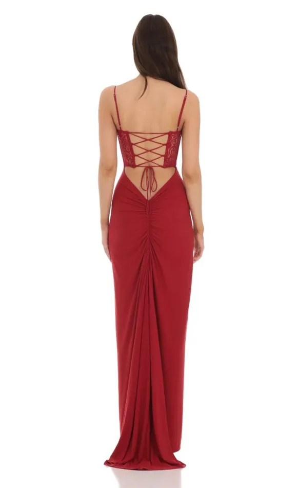 Sequin Lace Cutout Maxi Dress Red Women LUCY IN THE SKY Maxi Dresses