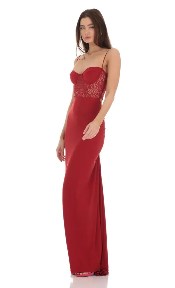 Sequin Lace Cutout Maxi Dress Red Women LUCY IN THE SKY Maxi Dresses Sequin Lace Cutout Maxi Dress Red Women LUCY IN THE SKY Maxi Dresses