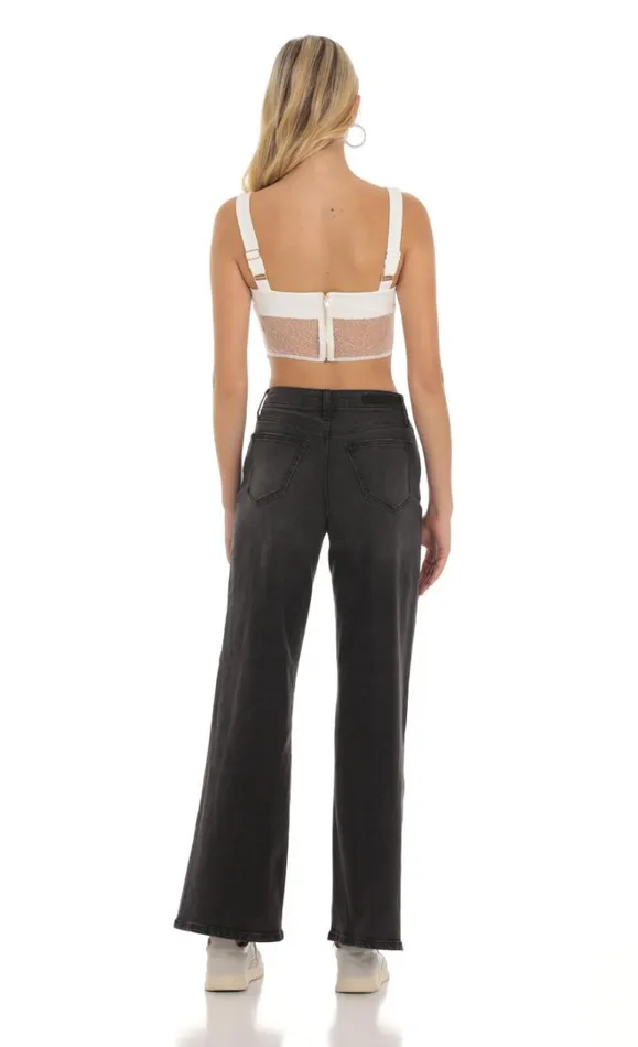 Sheer Lace Corset Top White Women LUCY IN THE SKY Tops Sheer Lace Corset Top White Women LUCY IN THE SKY Tops