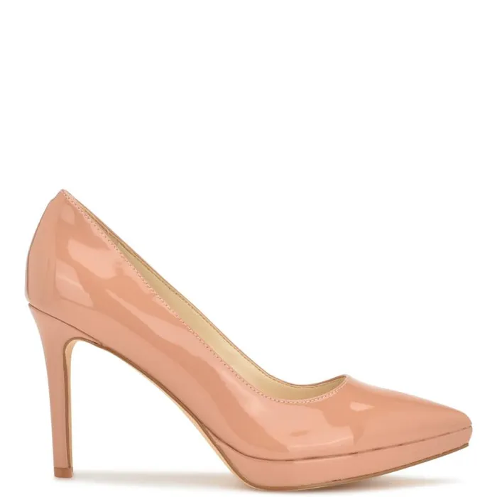 Shelbe Platform Pumps Nude Patent Women Nine West Heels