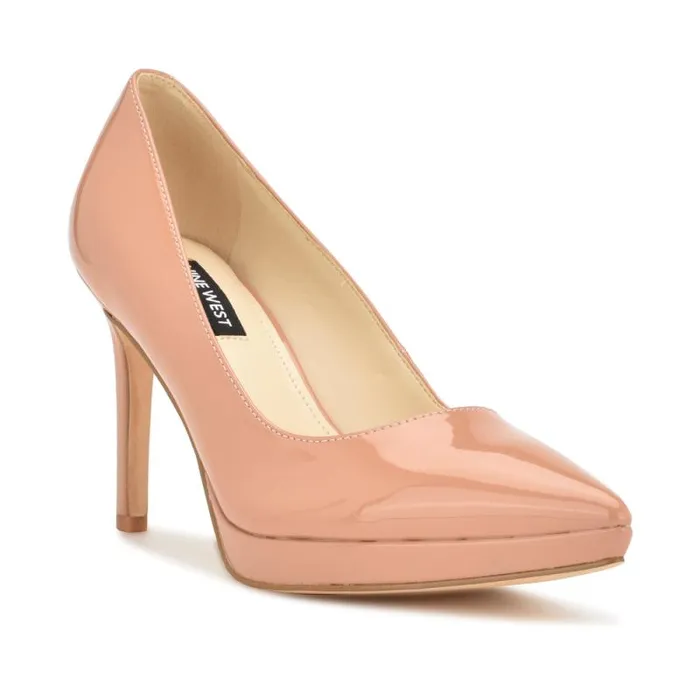 Shelbe Platform Pumps Nude Patent Women Nine West Heels Shelbe Platform Pumps Nude Patent Women Nine West Heels
