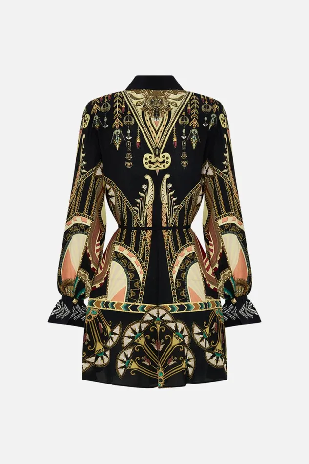 SHIFT SHIRT DRESS WITH GILDED MESH CUFF THEY CALLED HER NEFERTARI They Called Her Nefertari Womens Camilla Dresses
